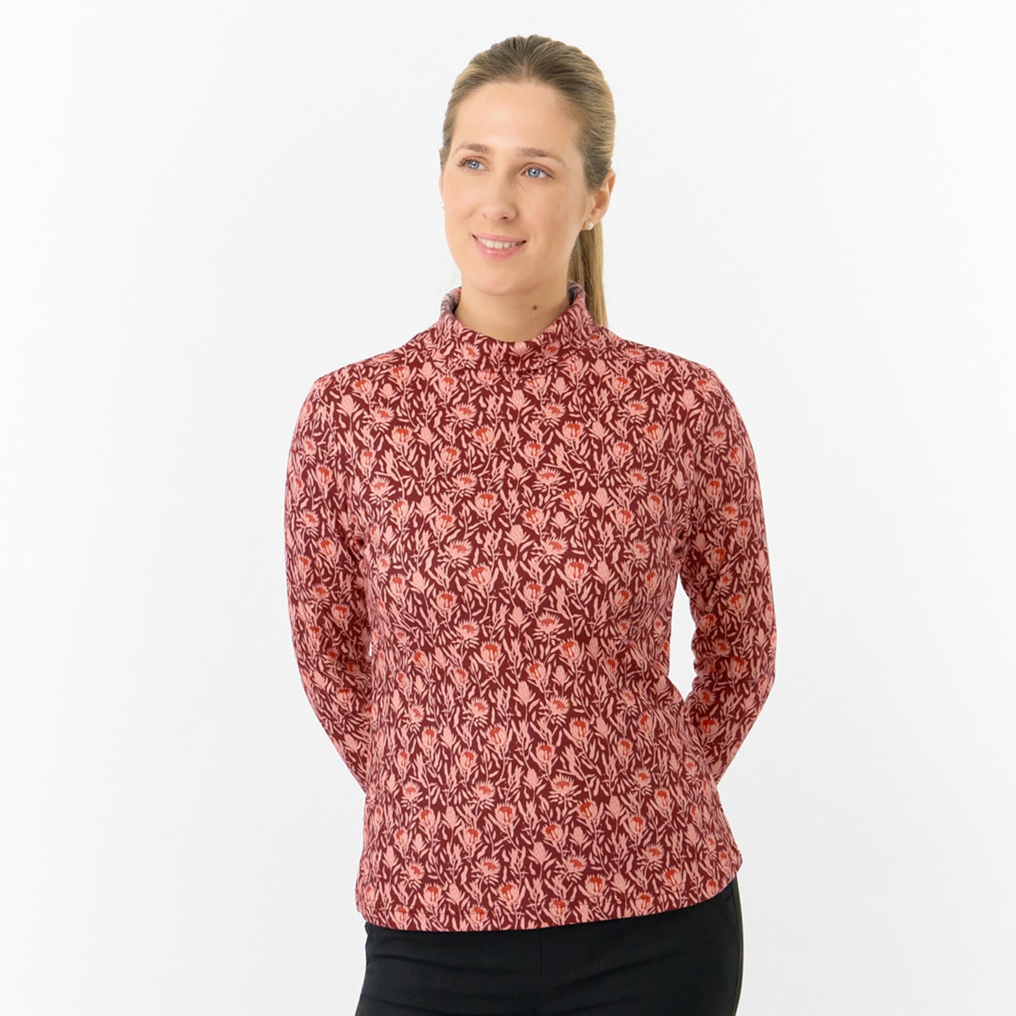 Pure Golf Amy Printed Ladies Roll Neck Base Layer Perennial Fields